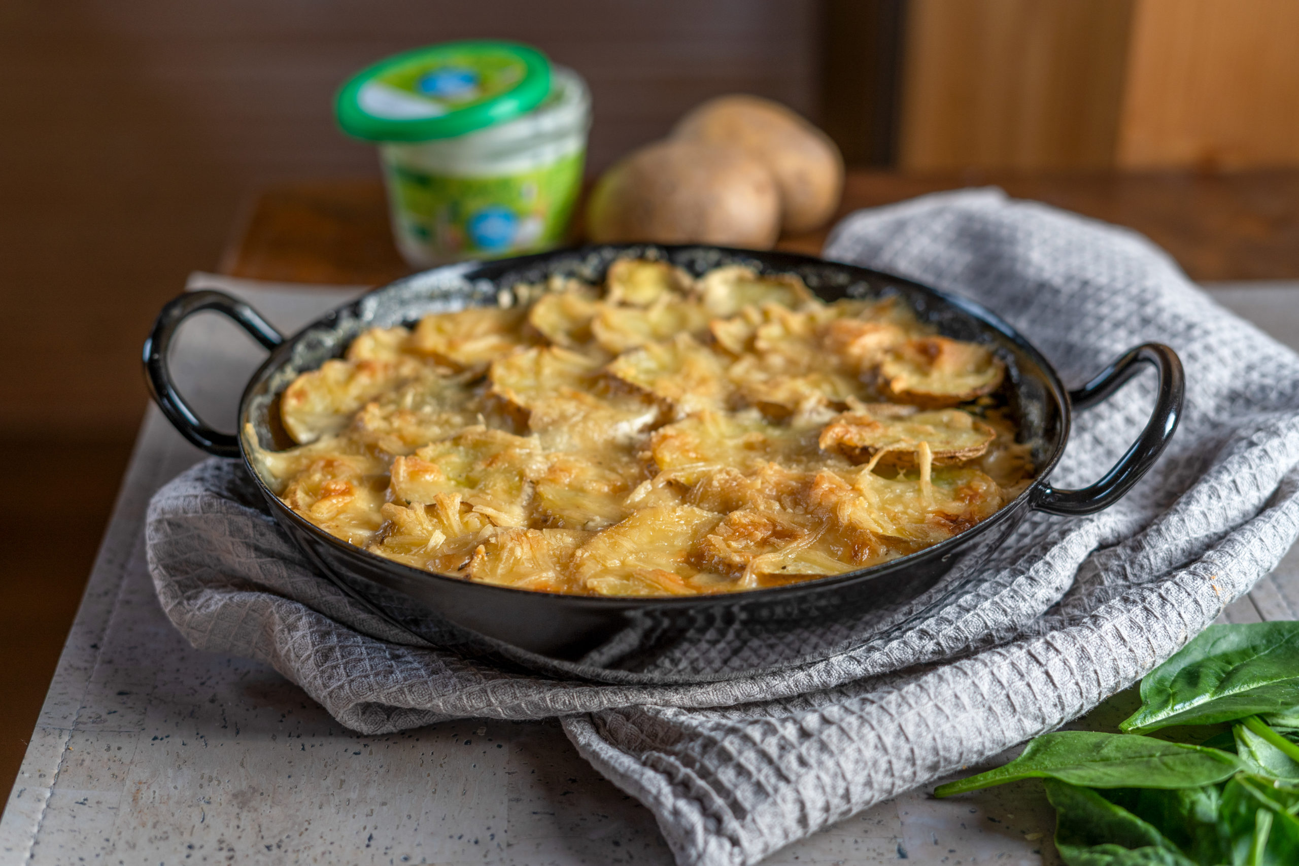 Kartoffelgratin mit Spinat - Sojade